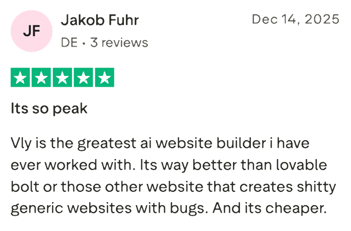 vly.ai testimonial 16