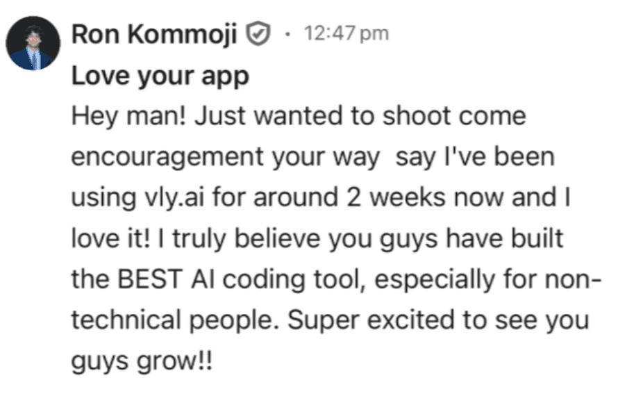 vly.ai testimonial 14